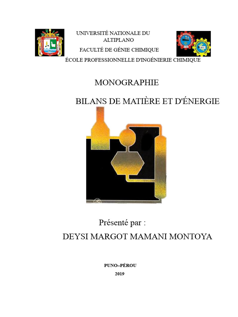 Bilans de Matière et d'Énergie en Génie Chimique | PDF | Le volume | La ...