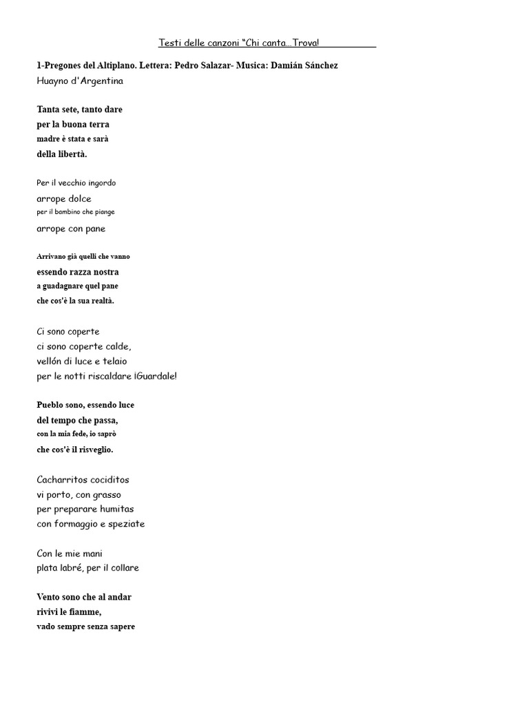 Testi Delle Canzoni | PDF