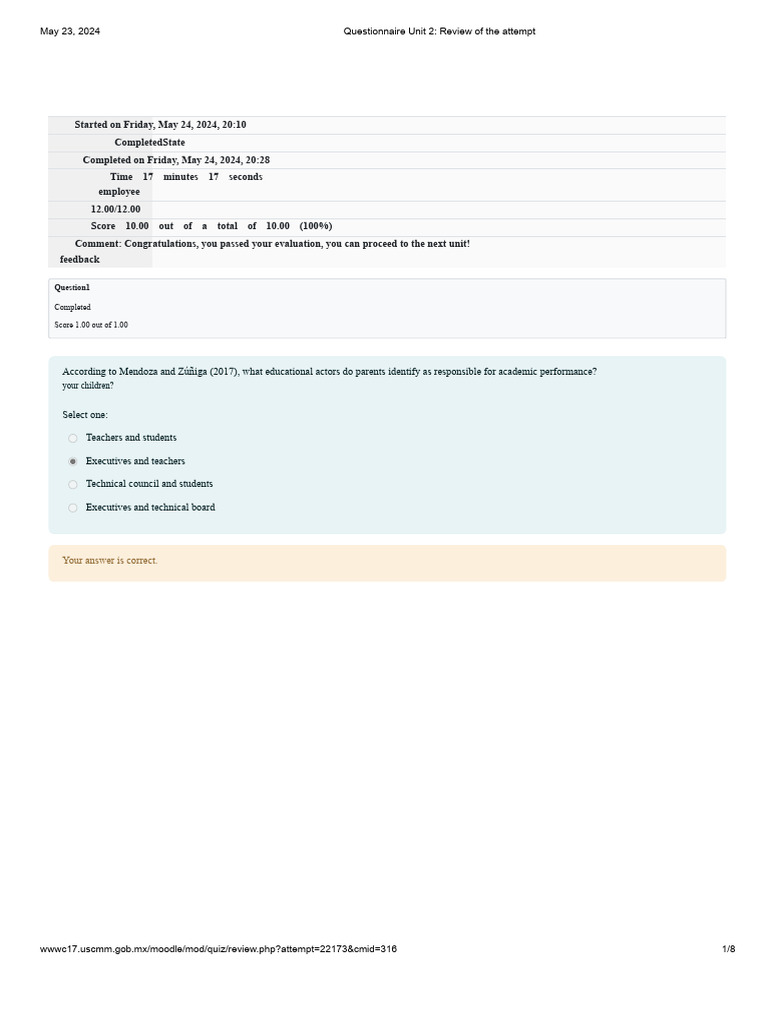 Unit 2 Questionnaire Attempt Review | PDF | Well Being | Adolescence