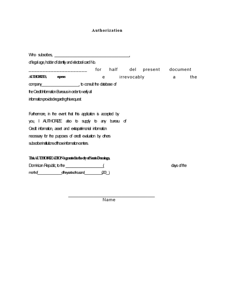 Credit Information Authorization Form | PDF