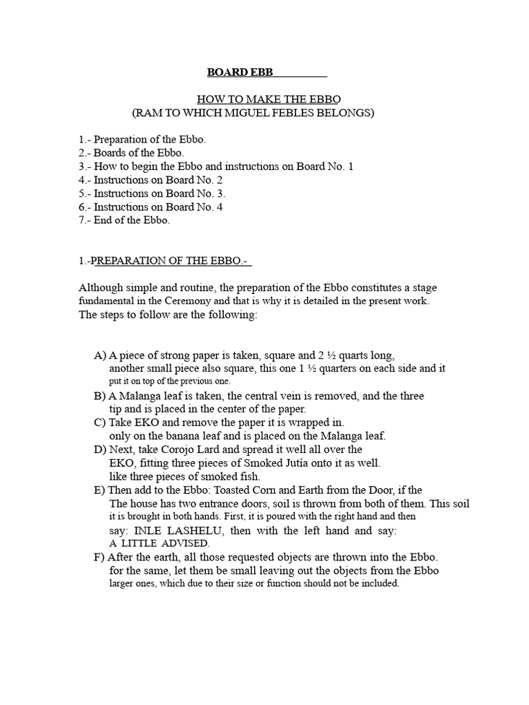 Guide to Preparing the Ebbo Ceremony | PDF