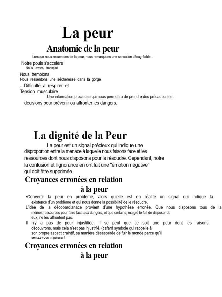Comprendre et gérer la peur efficacement | PDF | Peur | Émotions