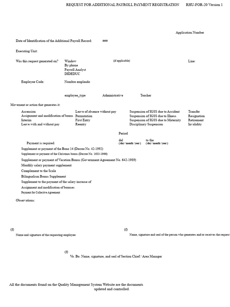 Additional Payroll Payment Request Form | PDF | Payroll | Expense