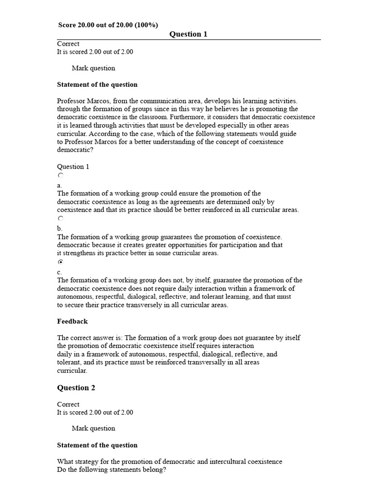 Course 1 Democratic Coexistence Final Evaluation | PDF | Curriculum ...