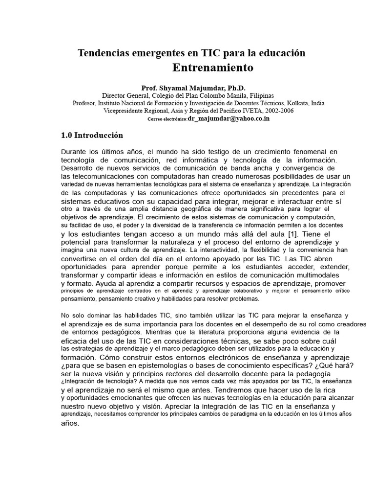 Tendencias Emergentes en TIC para La Educación y La Formación | PDF ...