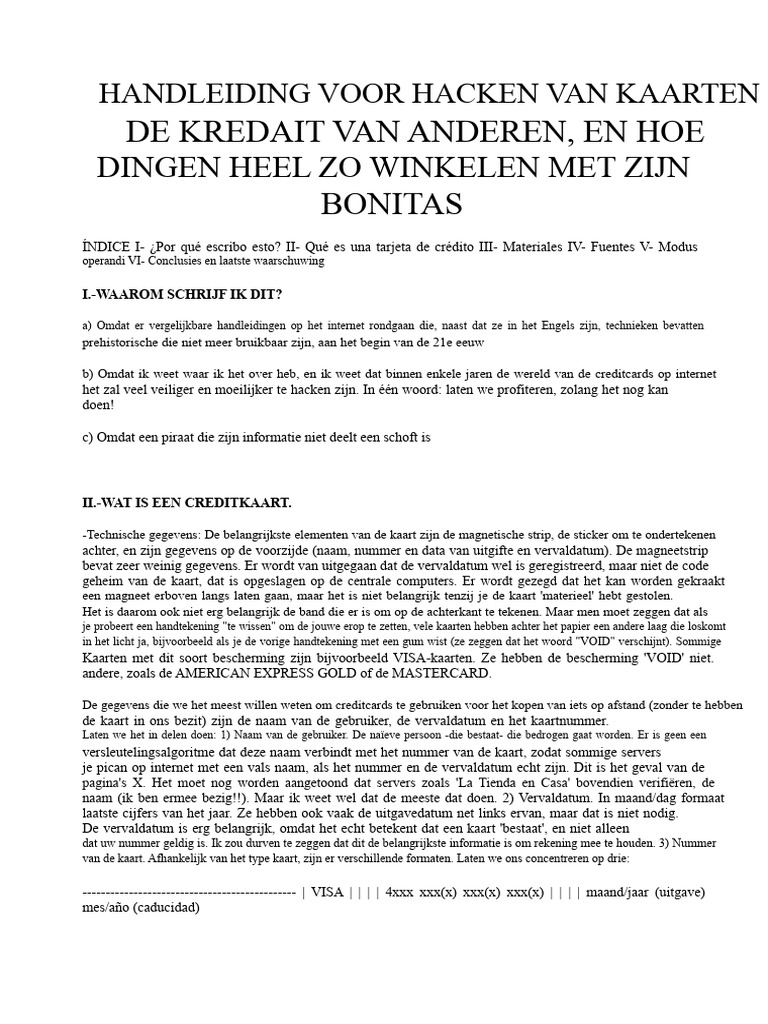 Handleiding Voor Het Hacken Van Andermans Creditcards | PDF