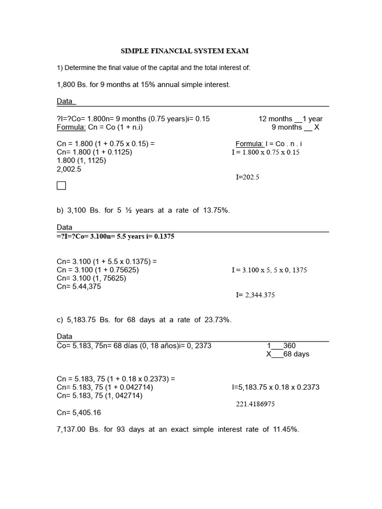 Simple Interest Calculations and Examples | PDF | Interest | Personal ...