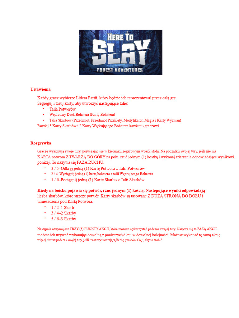 Here To Slay - Leśne Przygody | PDF