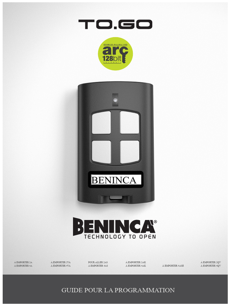 Guide de Programmation Beninca ARC | PDF | Émetteur | Diode ...