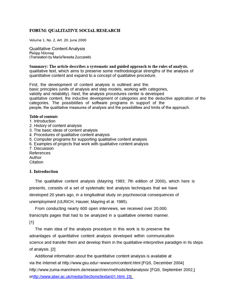Qualitative Content Analysis Overview | PDF | Qualitative Research ...