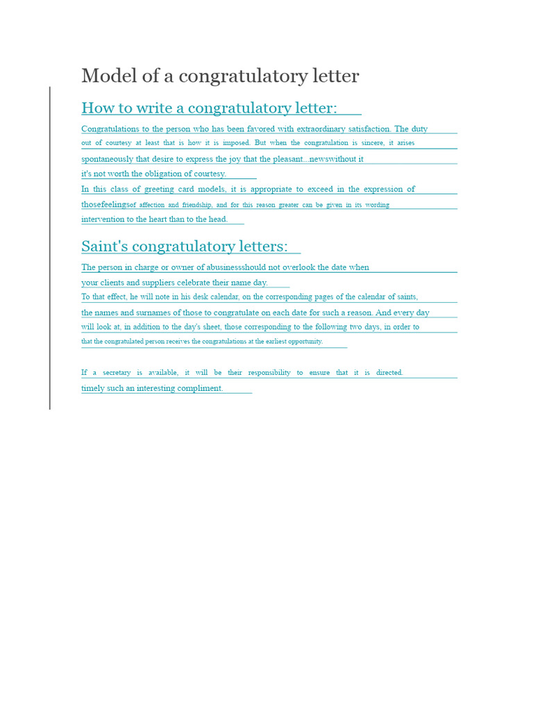 Model of A Congratulations Letter | PDF | Science | Teachers