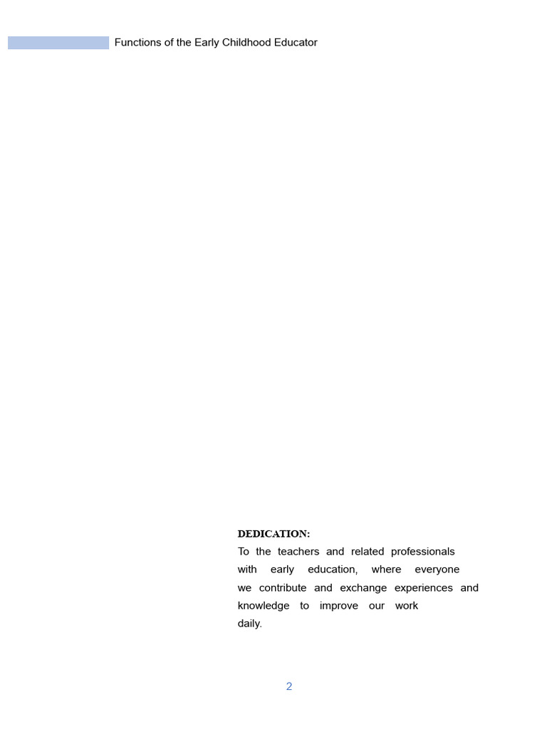 Functions of Early Childhood Educators | PDF | Teachers | Attitude ...
