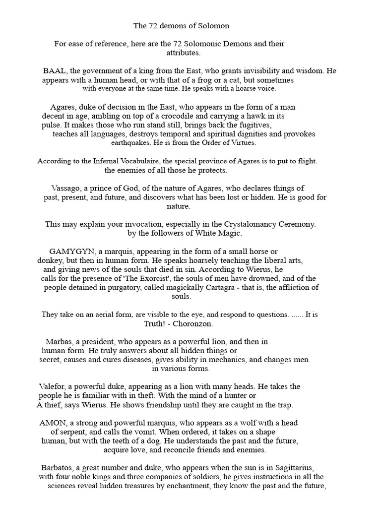 The 72 Demons of Solomon Explained | PDF | Tetragrammaton