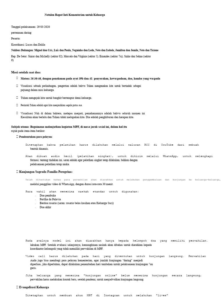 Notulen Pertemuan Inti MPF 03 - 2020 Aktual | PDF