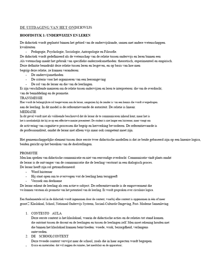 De Uitdaging Van Het Onderwijs | PDF