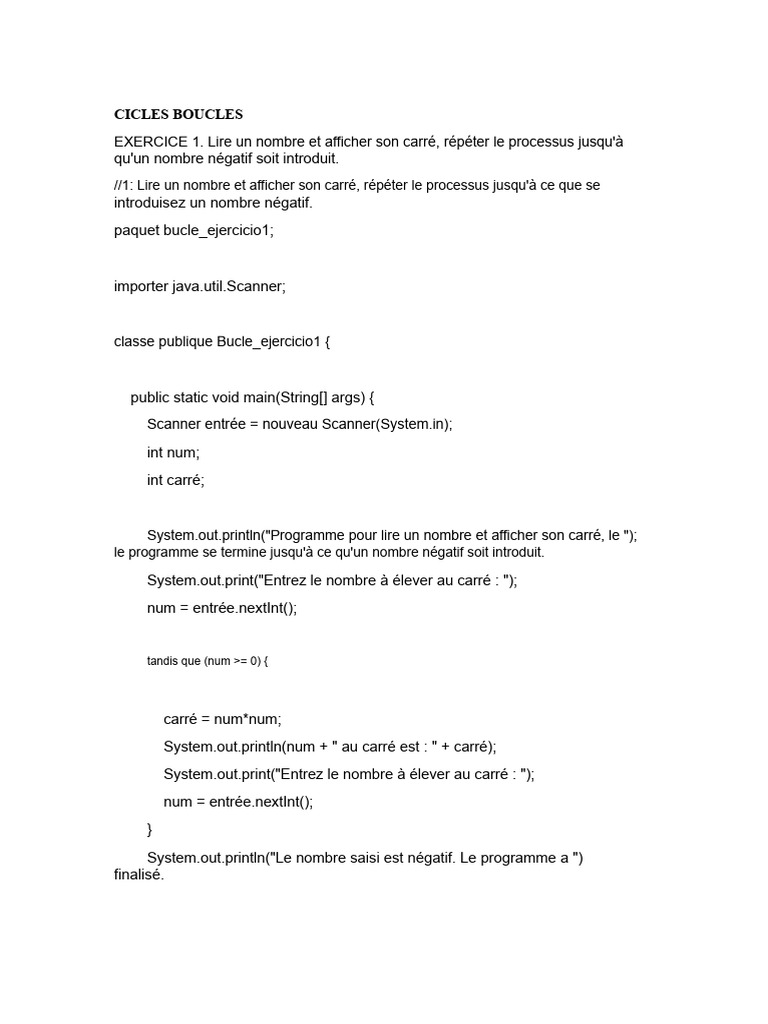 Exercices de boucles en Java | PDF | Java (Langage de programmation ...
