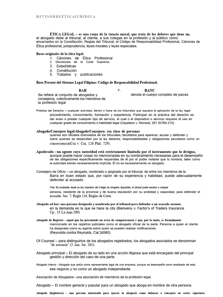 Ética Legal y Práctica del Derecho en Filipinas | PDF | Moralidad ...