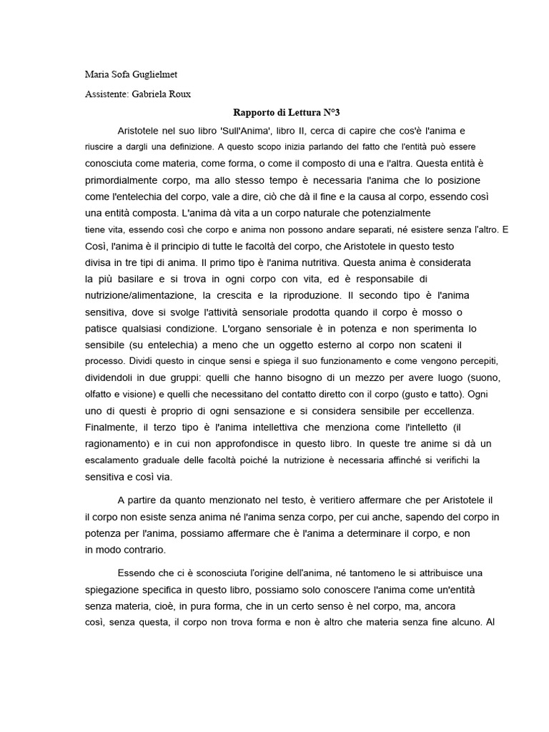 Riassunto e Commento Libro II Sull'Anima | PDF
