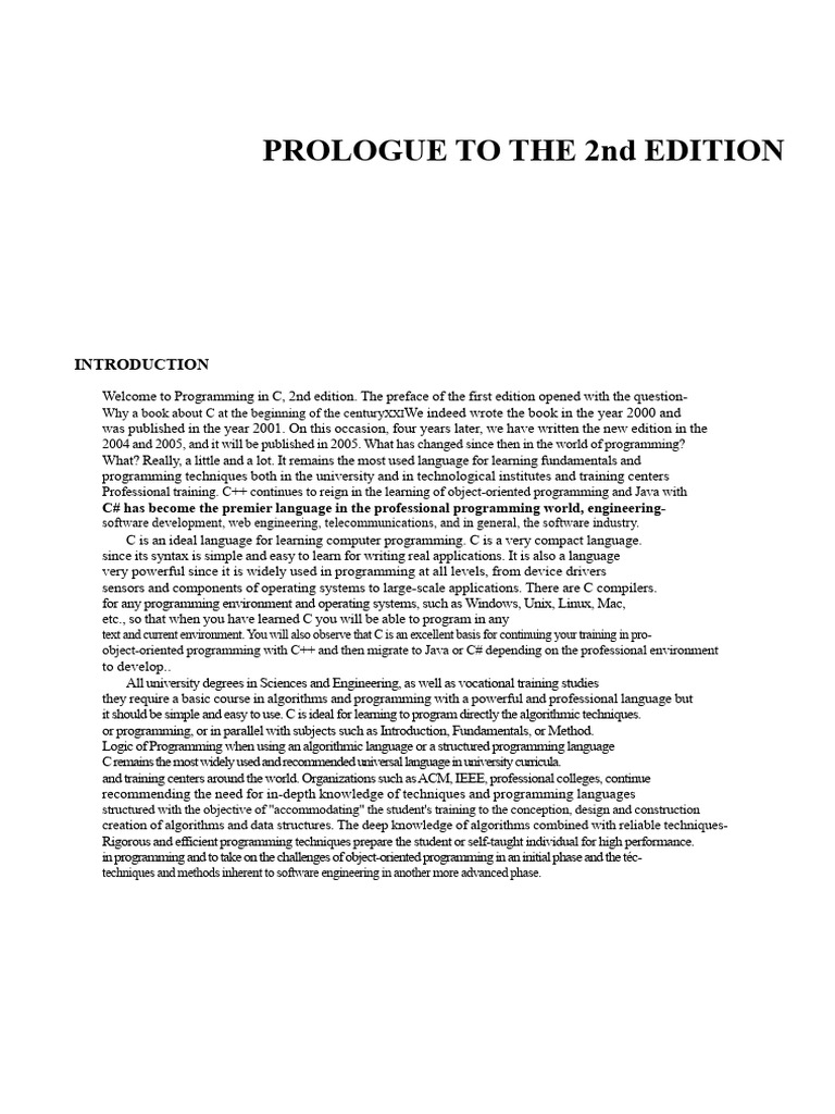 Programming in C: 2nd Edition Overview | PDF | Computer Programming ...