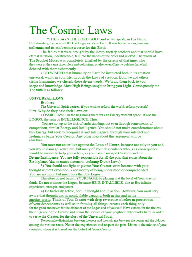 Understanding Cosmic Laws for Humanity | PDF | God | Soul