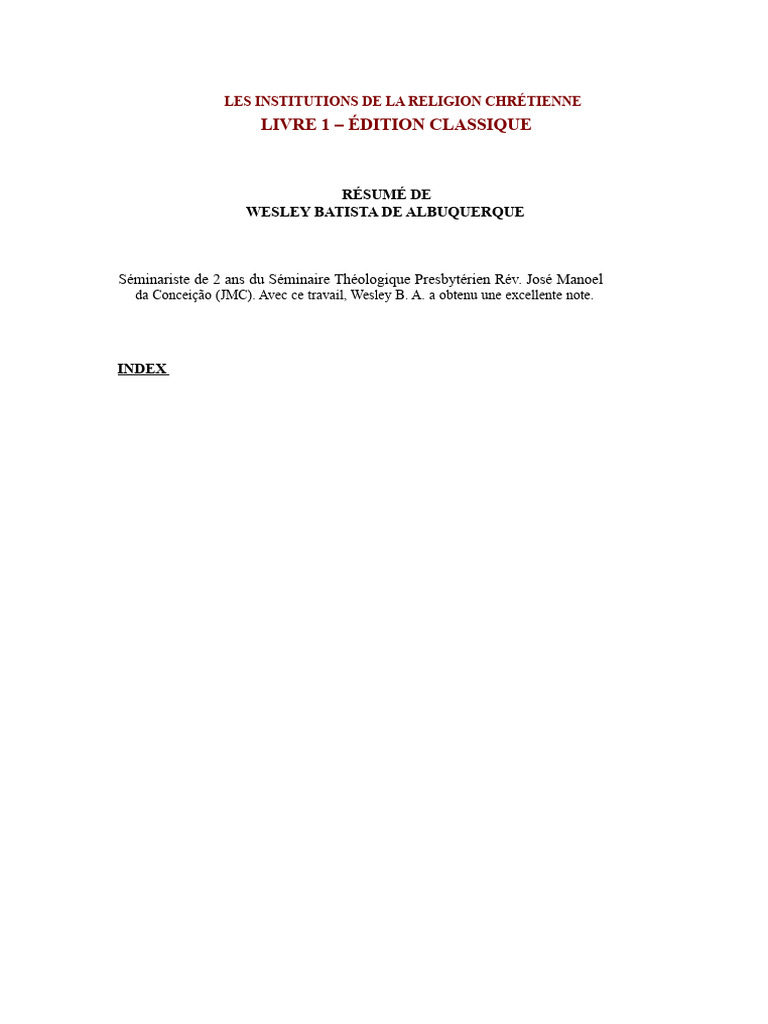 Institutions de la religion chrétienne | PDF | Dieu | Trinité