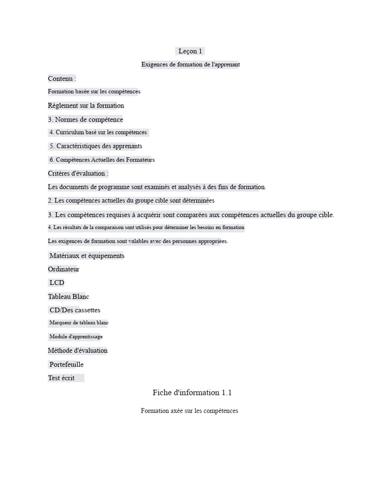 Formation Axée sur les Compétences : Guide | PDF | Apprentissage ...