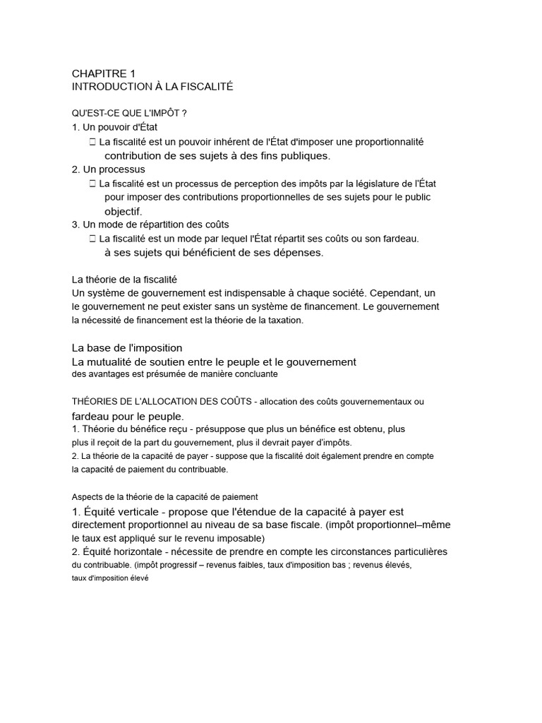 Introduction à la fiscalité et ses théories | PDF | Impôts | Double ...