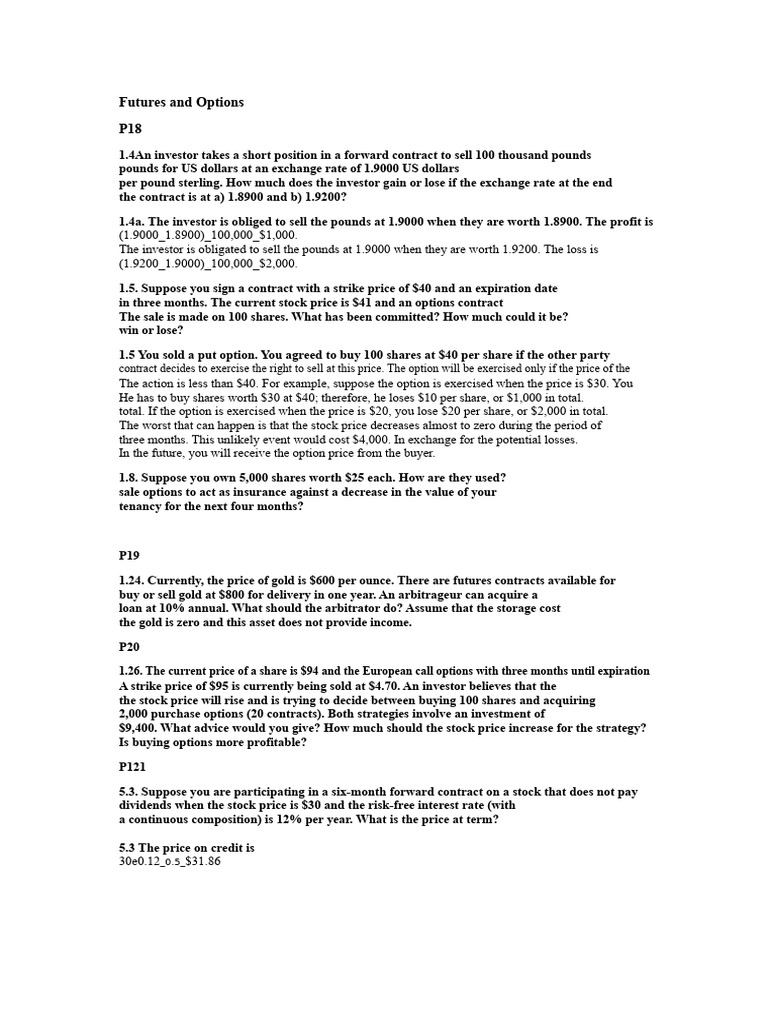 Futures and Options Trading Strategies | PDF | Option (Finance) | Put ...