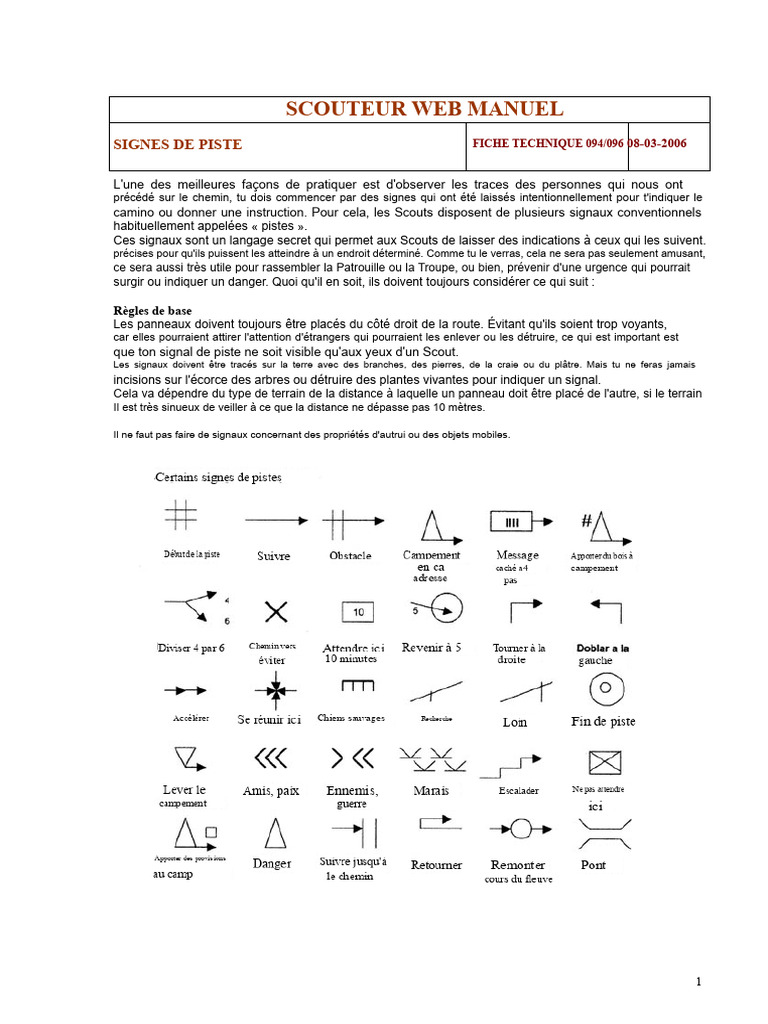 Signes de Piste Scout: Guide Pratique | PDF