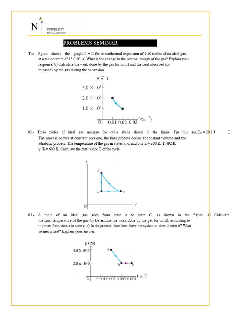 Ideal Gas Thermodynamics Problems | PDF | Gases | Heat
