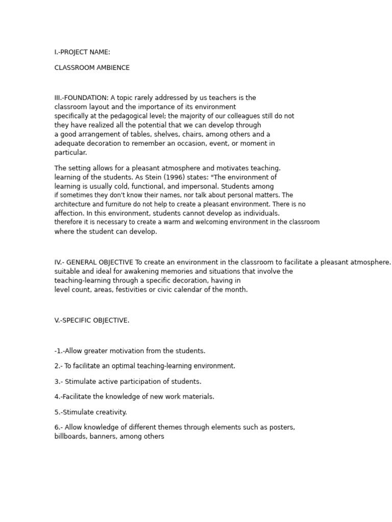 IGNACIO CLASSROOM ENVIRONMENT PROJECT.docx | PDF | Classroom | Color