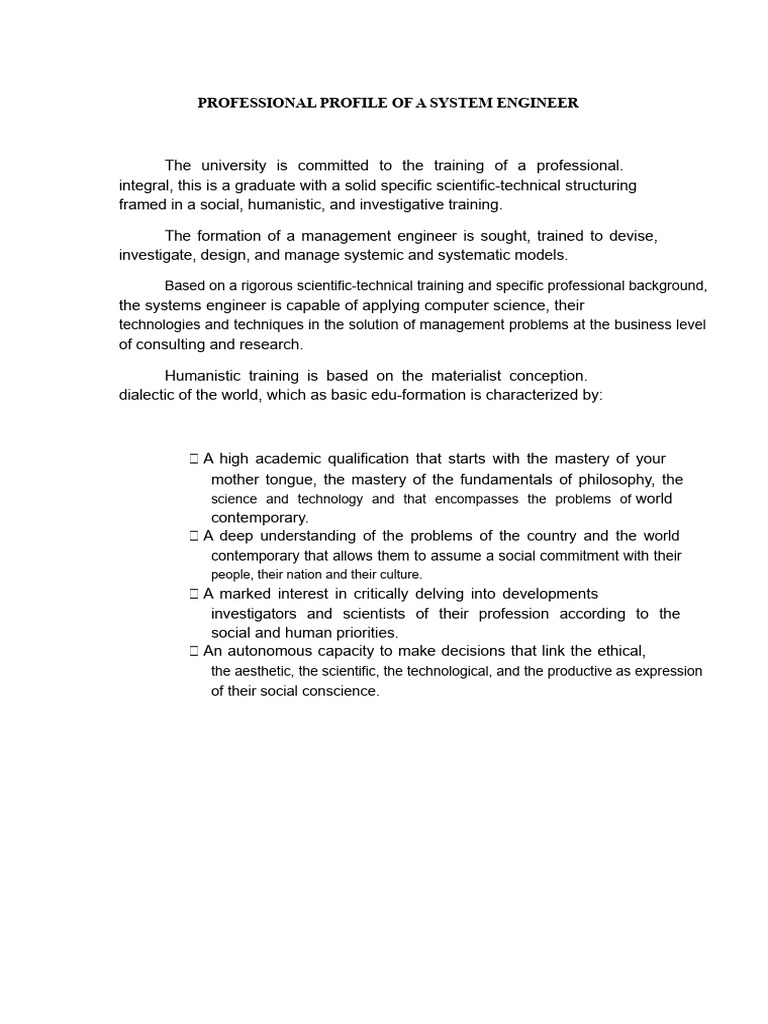 System Engineer Professional Profile | PDF | System | Science
