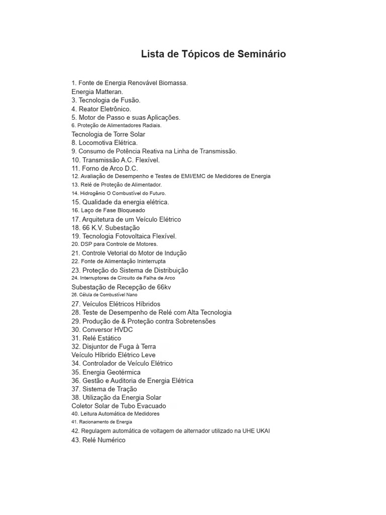 Tópicos de Seminário em Energias Renováveis | PDF | Transmissão de ...