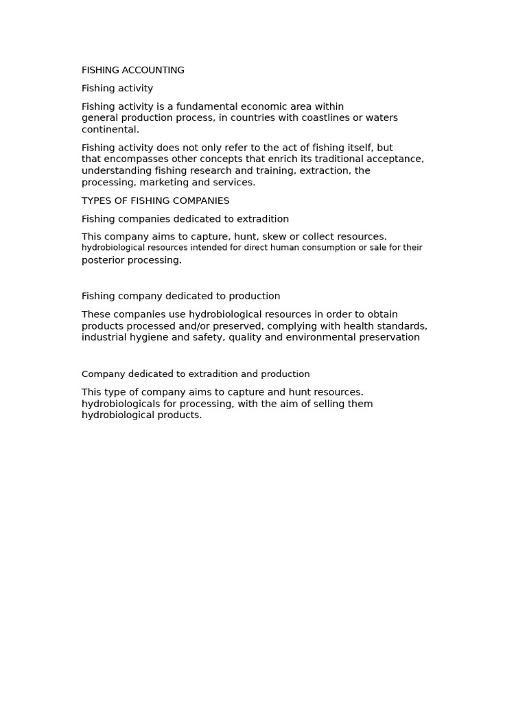 Fishing Industry Accounting Overview | PDF