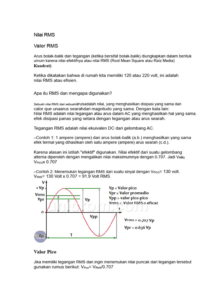Rumus dan Nilai RMS dalam Listrik | PDF
