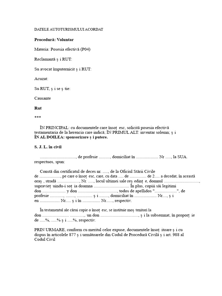 Posesiune Efectivă. Moștenire Testată Cu Beneficiu de Inventar. | PDF