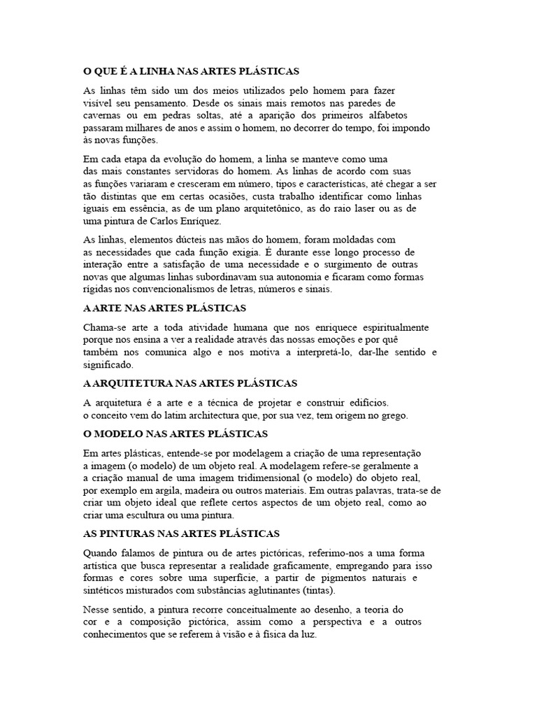 A Linha nas Artes Plásticas: Conceitos e Funções | PDF | Desenho | Pinturas