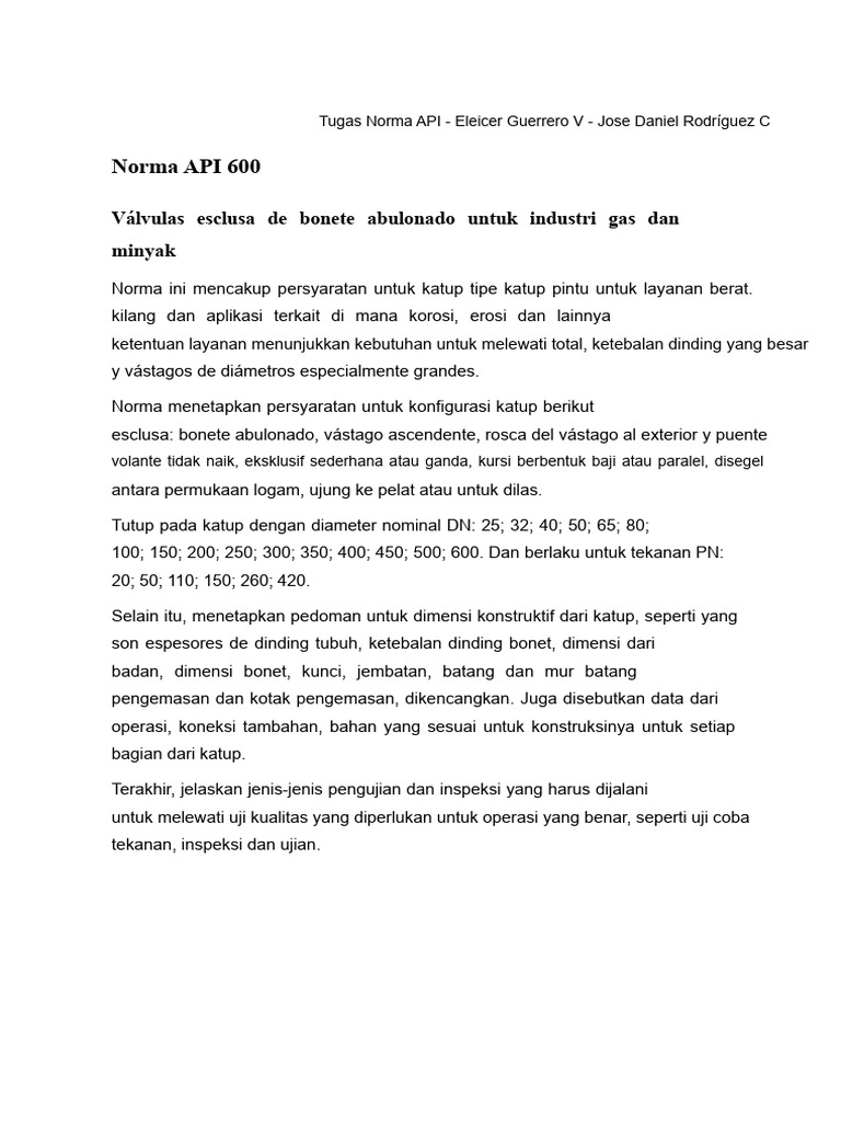 Tugas Norma API 600 Dan 607 | PDF