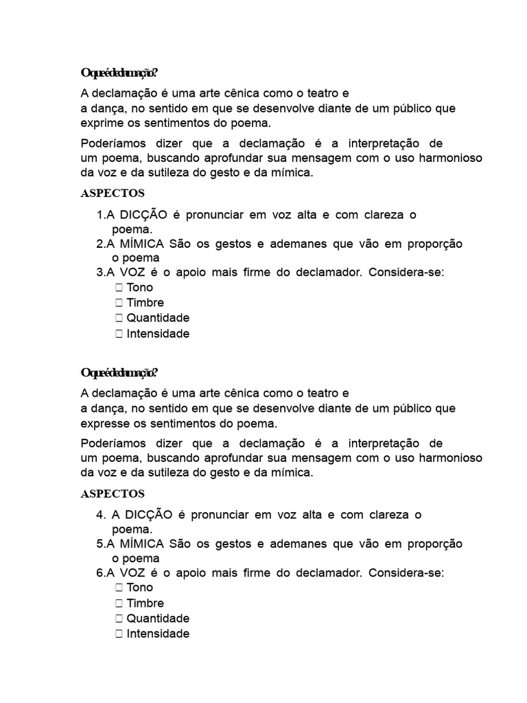 O que é declamação | PDF