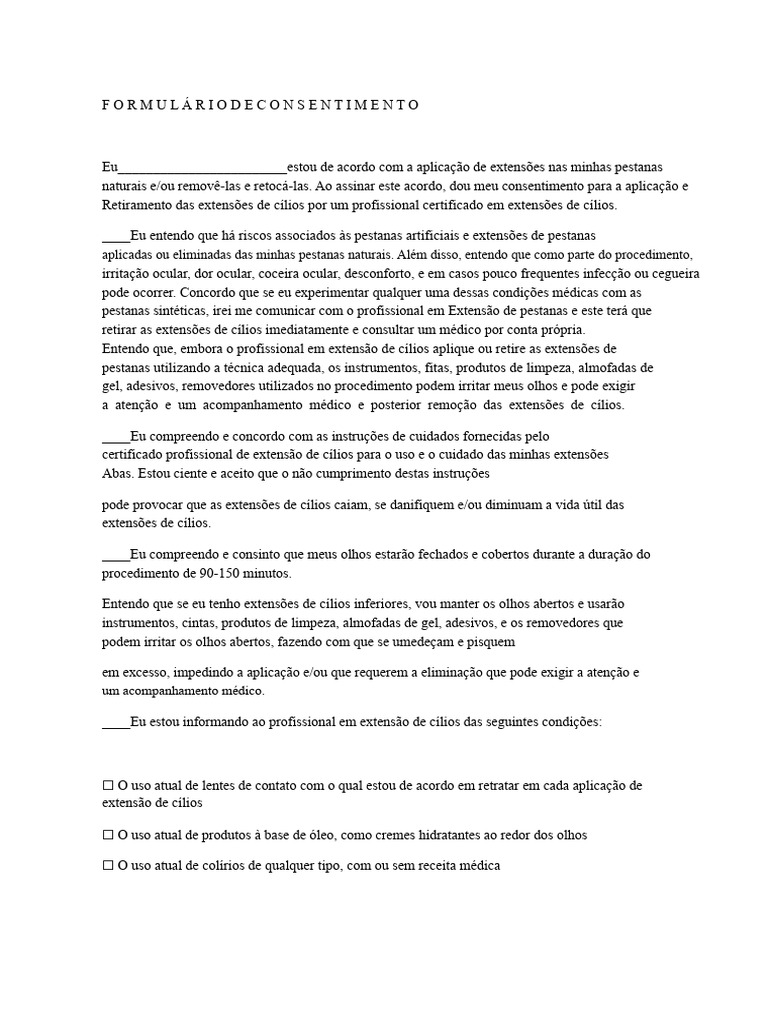 F O R M U L Á R I O De consentimento | PDF