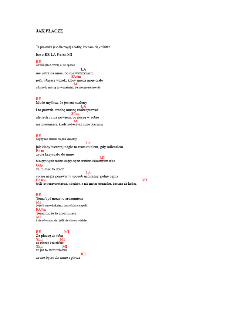 Jak Płaczę | PDF