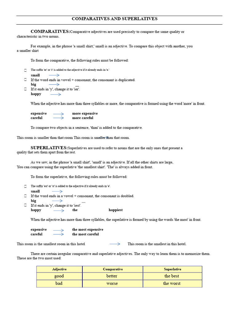 Understanding Comparatives and Superlatives | PDF | Adjective | Linguistics