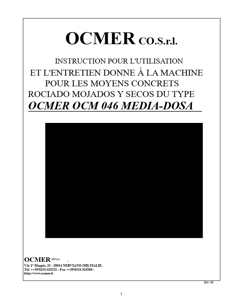 Manuel d'utilisation OCMER OCM 046 Media-Dosa | PDF | Soupape | Pompe