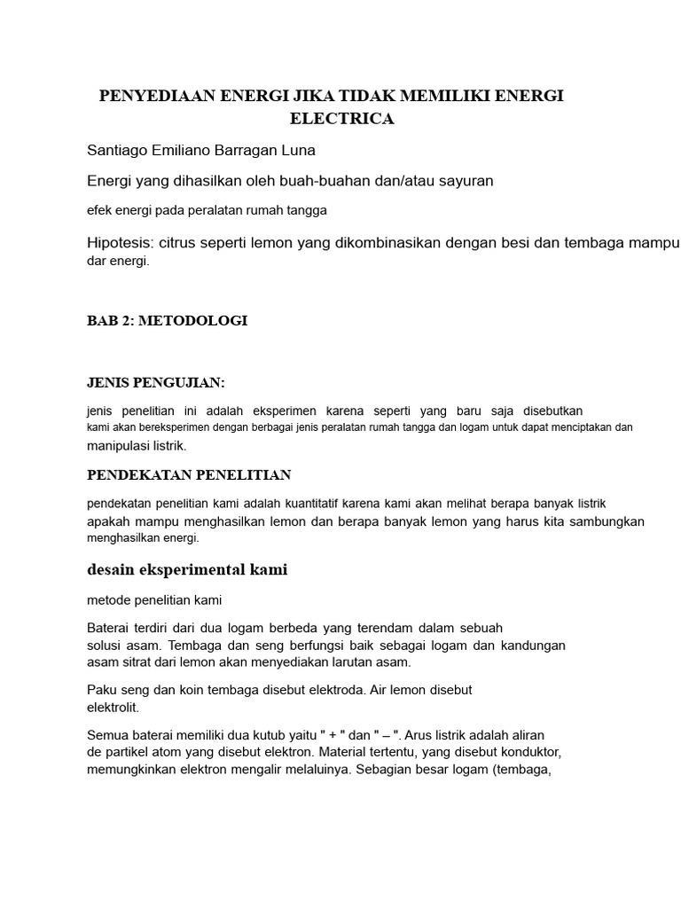 Energi Listrik dari Lemon dan Logam | PDF