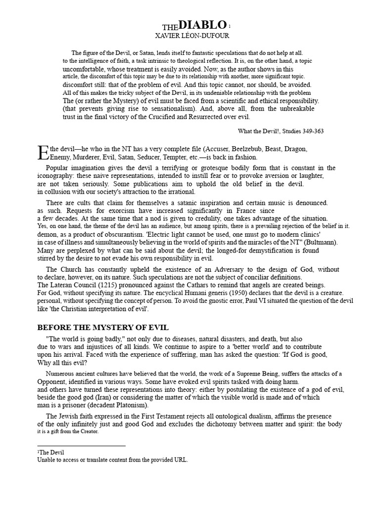 The Devil and the Problem of Evil | PDF | Satan | Jesus