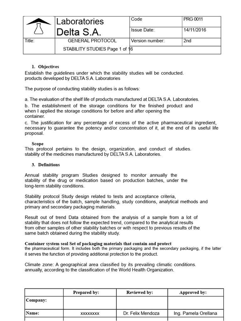 Stability Study Protocol for Pharmaceuticals | PDF | Topical Medication ...