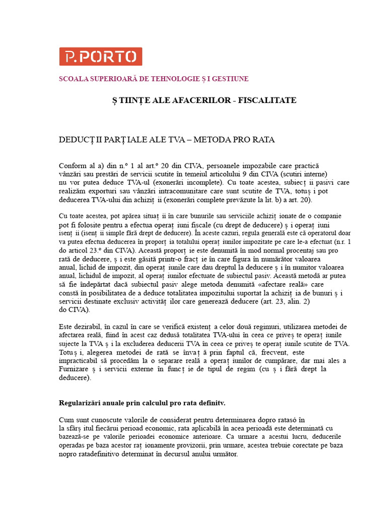 IVA - Pro Rata | PDF