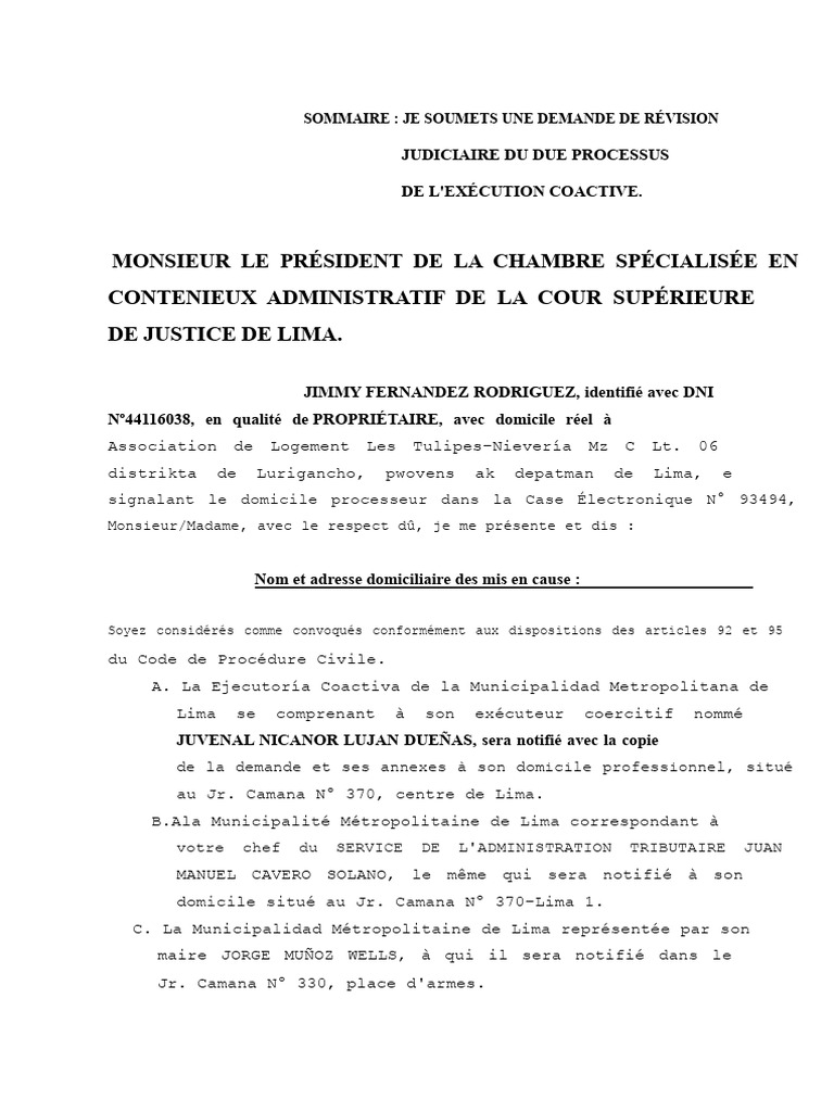 Demande de révision judiciaire d'exécution | PDF | Jurisprudence | Loi ...