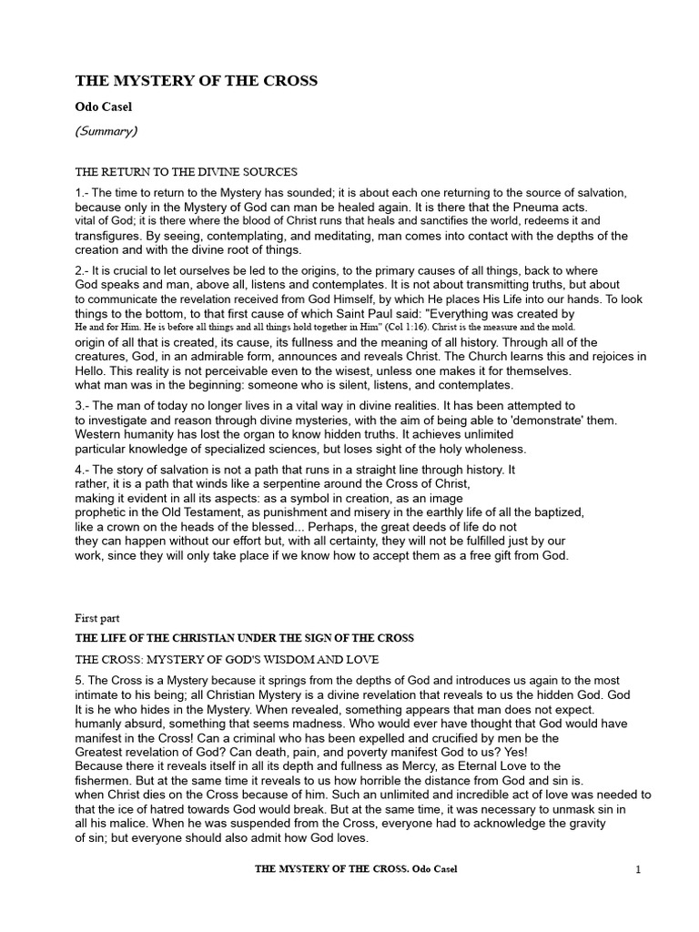 The Mystery Of The Cross Odo Casel Doc Pdf Glory Religion Jesus