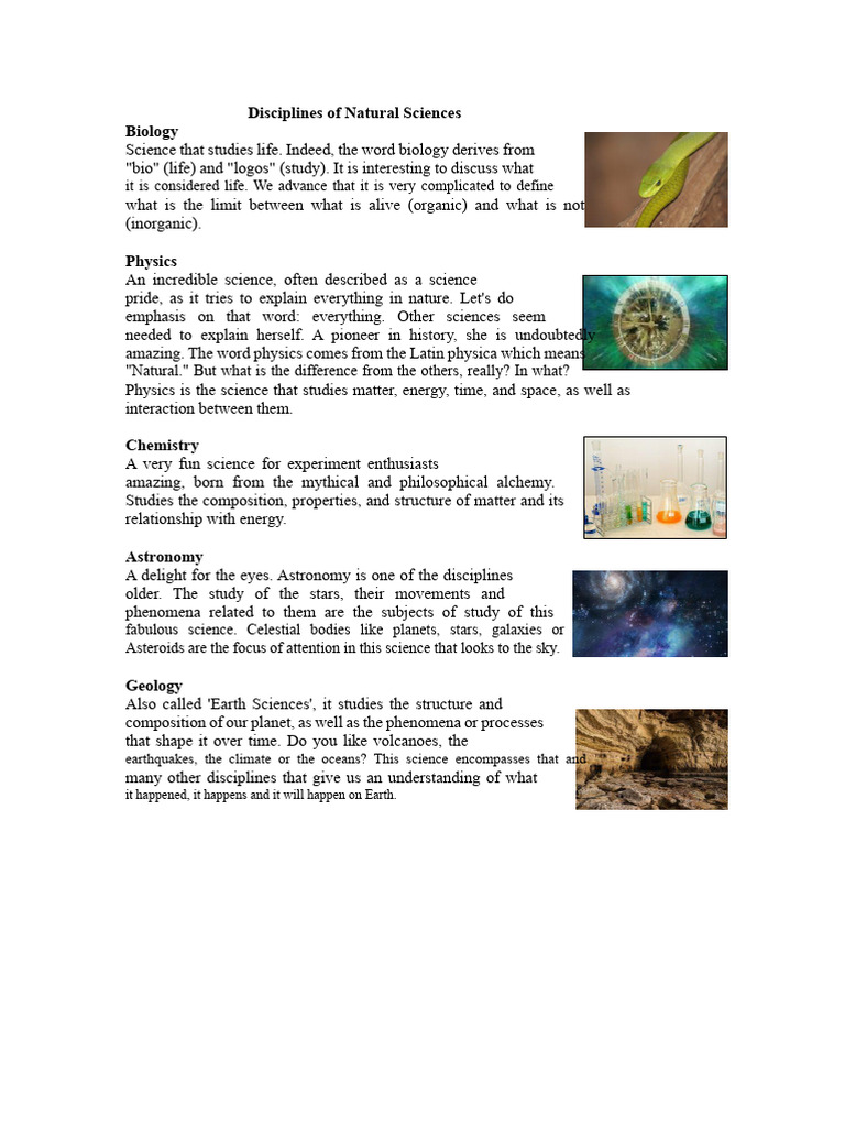 Overview of Natural Science Disciplines | PDF